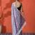 Lavender embellished floral printed digital printed satin saree with blouse piece