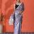 Lavender embellished floral printed digital printed satin saree with blouse piece
