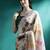 White printed mirror work saree with blouse