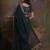 Teal embellished belted saree with blouse piece