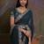 Teal embellished belted saree with blouse piece