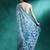 Turquoise printed & embroidered saree with blouse