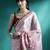 Pink floral printed & embroidered gotta patti saree