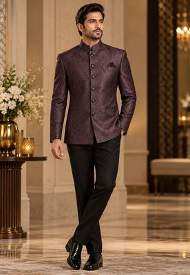 Wine jodhpuri bandhgala ethnic wear 1