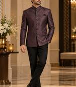 Wine jodhpuri bandhgala ethnic wear