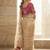 Beige embellished embroidered sequinned sarees with unstitched blouse piece