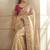 Beige embellished embroidered sequinned sarees with unstitched blouse piece