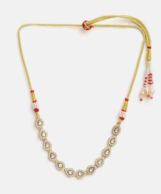 Gold plated kundan white beaded choker necklace 3