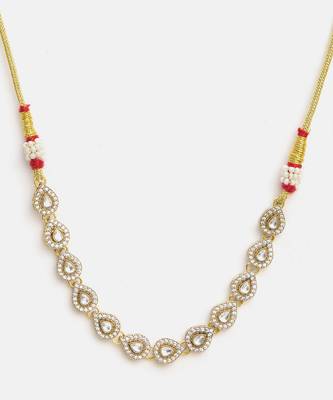 Gold plated kundan white beaded choker necklace 4