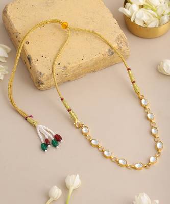 Gold plated kundan white stones choker necklace 1