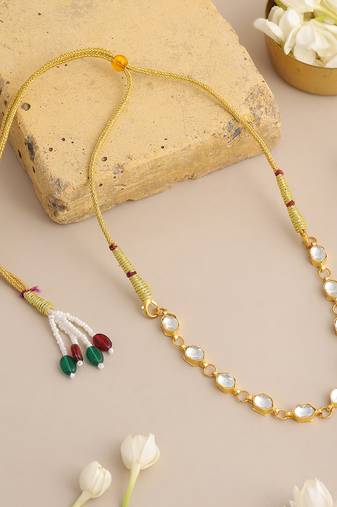 Gold plated kundan white stones choker necklace