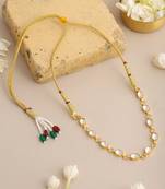 Gold plated kundan white stones choker necklace