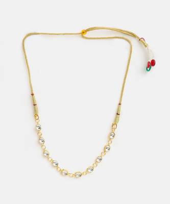 Gold plated kundan white stones choker necklace 2