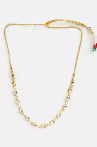 Gold plated kundan white stones choker necklace