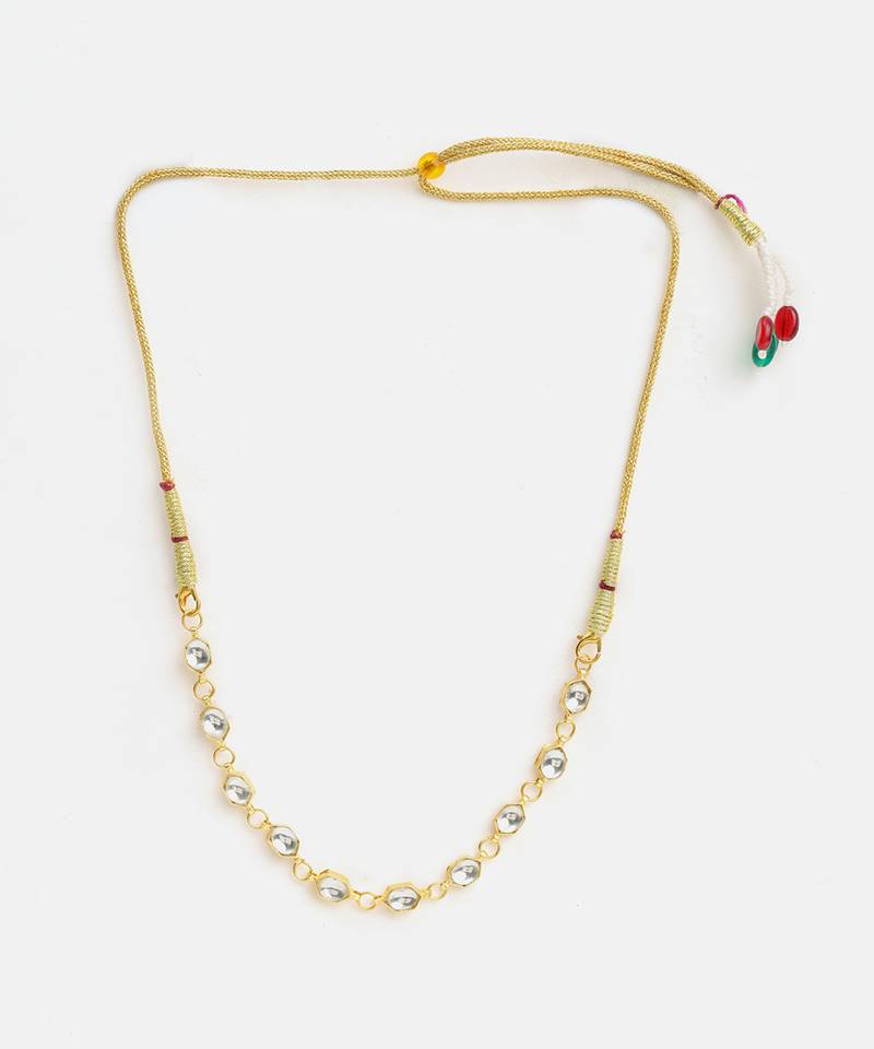 Gold plated kundan white stones choker necklace