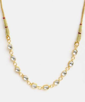 Gold plated kundan white stones choker necklace 3
