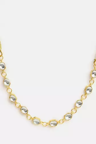 Gold plated kundan white stones choker necklace