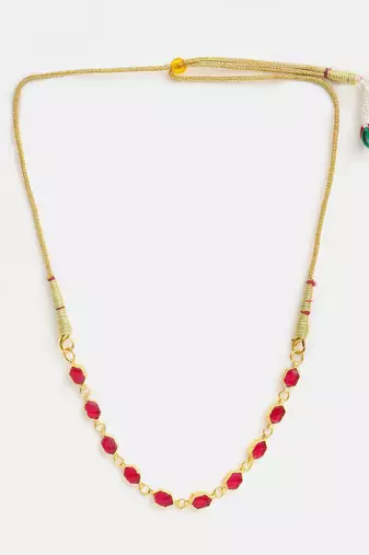 Gold plated kundan ruby red oval stones choker necklace