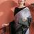 Grey floral printed satin saree with unstitched blouse
