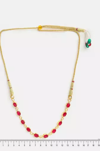Gold plated kundan ruby red oval stones choker necklace