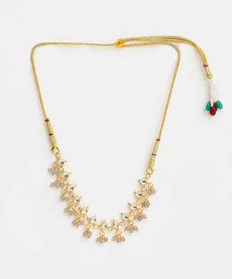 Gold plated kundan grey beaded choker necklace 2