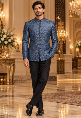 Turquoise jodhpuri bandhgala ethnic wear 1