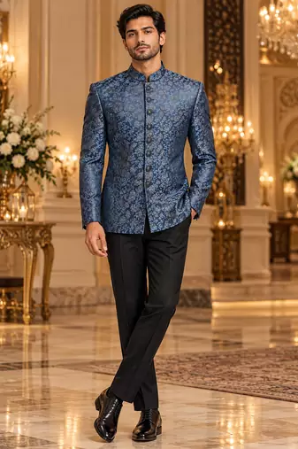 Turquoise jodhpuri bandhgala ethnic wear