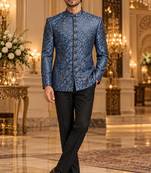Turquoise jodhpuri bandhgala ethnic wear