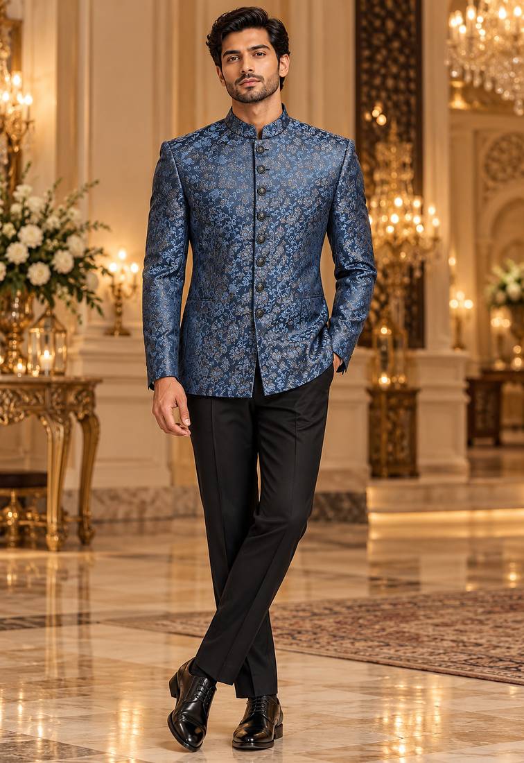 Turquoise jodhpuri bandhgala ethnic wear