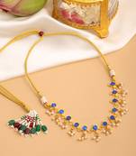 Gold plated kundan blue stones choker necklace