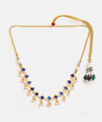 Gold plated kundan blue stones choker necklace 2