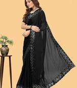 Black black sequinned  georgette sungudi saree
