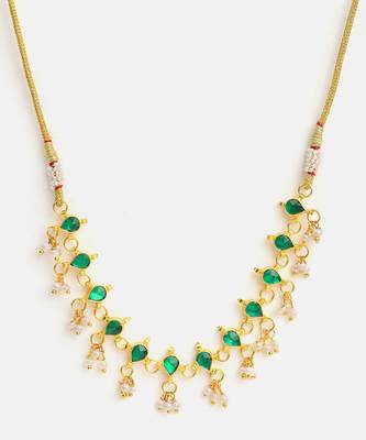 Gold plated kundan green stones choker necklace 3
