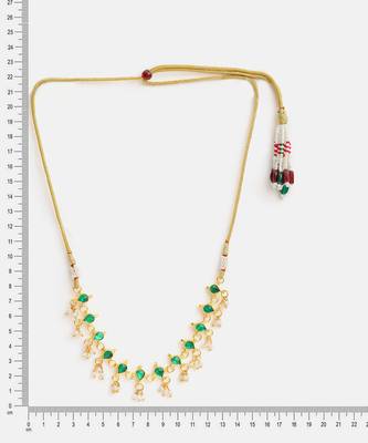 Gold plated kundan green stones choker necklace 5