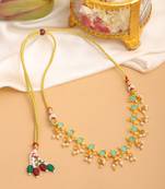 Gold plated kundan mint green stones choker necklace