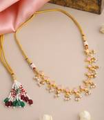 Gold plated kundan pink stones choker necklace