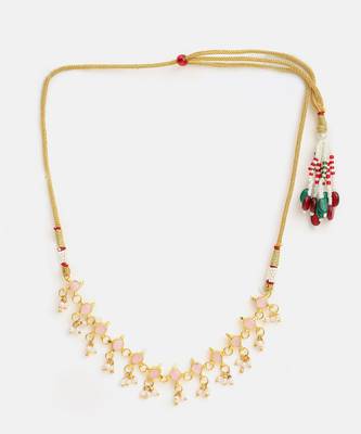 Gold plated kundan pink stones choker necklace 2