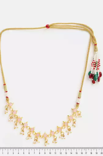 Gold plated kundan pink stones choker necklace