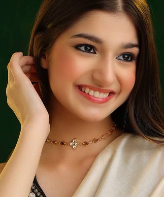 Gold plated kundan brown stones choker necklace 1