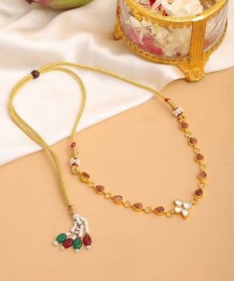 Gold plated kundan brown stones choker necklace 2