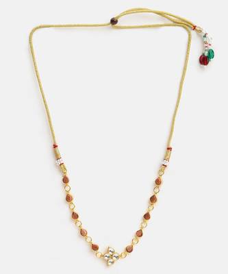 Gold plated kundan brown stones choker necklace 3