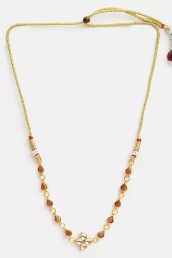 Gold plated kundan brown stones choker necklace