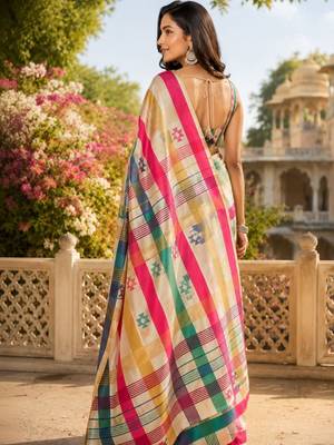 Multicolor printed chanderi cotton ready to wear saree 2