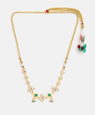 Gold plated kundan green and white stone choker necklace 3
