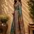 Teal green printed chanderi cotton ready to wear saree