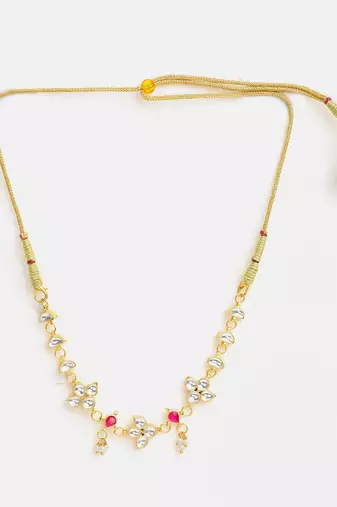 Gold plated kundan pink stone choker necklace