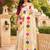 Cream white printed chanderi cotton ready to wear saree