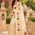Cream white printed chanderi cotton ready to wear saree