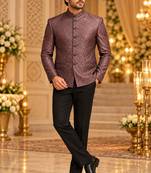 Wine jodhpuri bandhgala ethnic wear