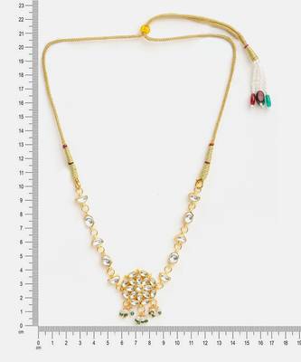 Gold plated kundan green beaded choker necklace 4